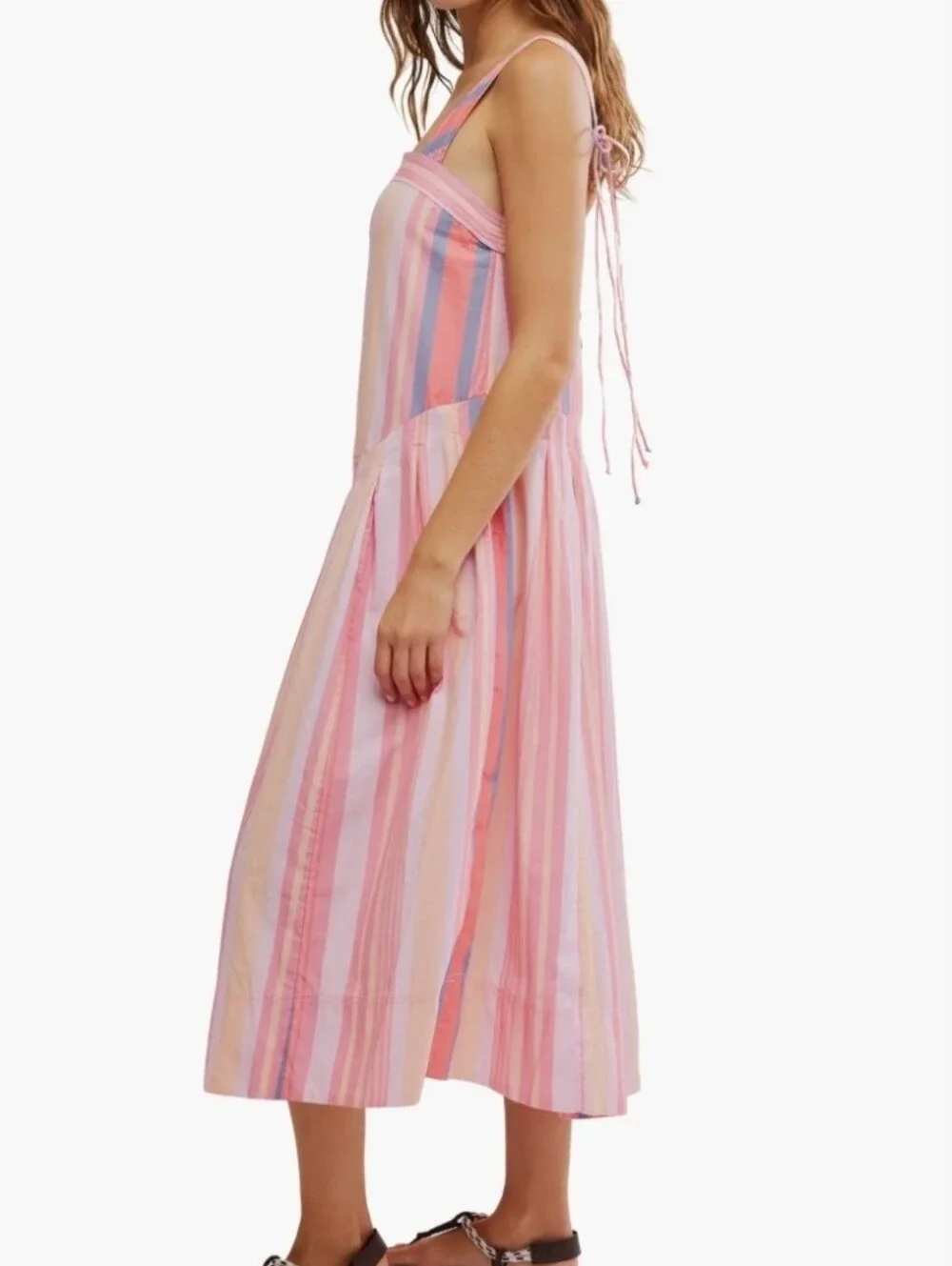 Free People Pink Multi-Stripe Midi Dress